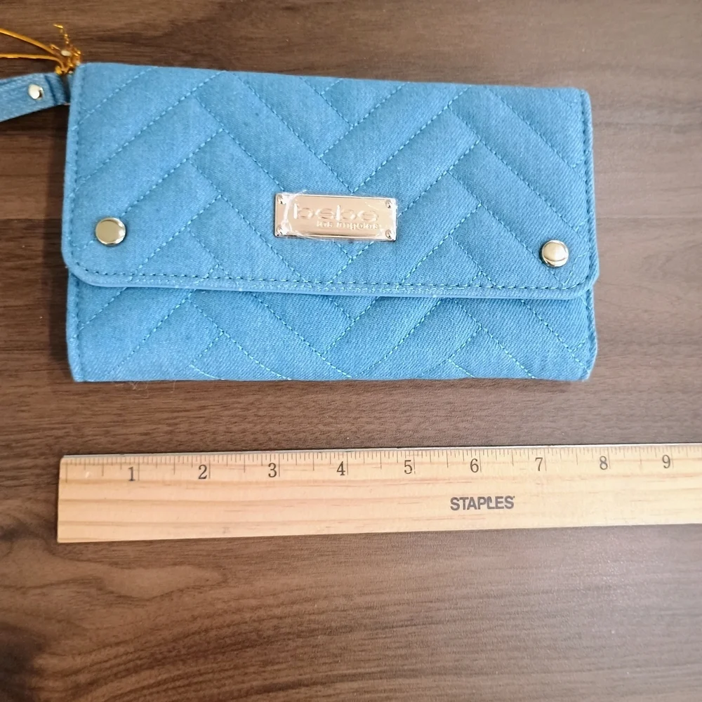 bebe Blue Quilted Wallet